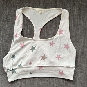 Z Supply Star Pattern Sports Bra - White, Pink, and Gray